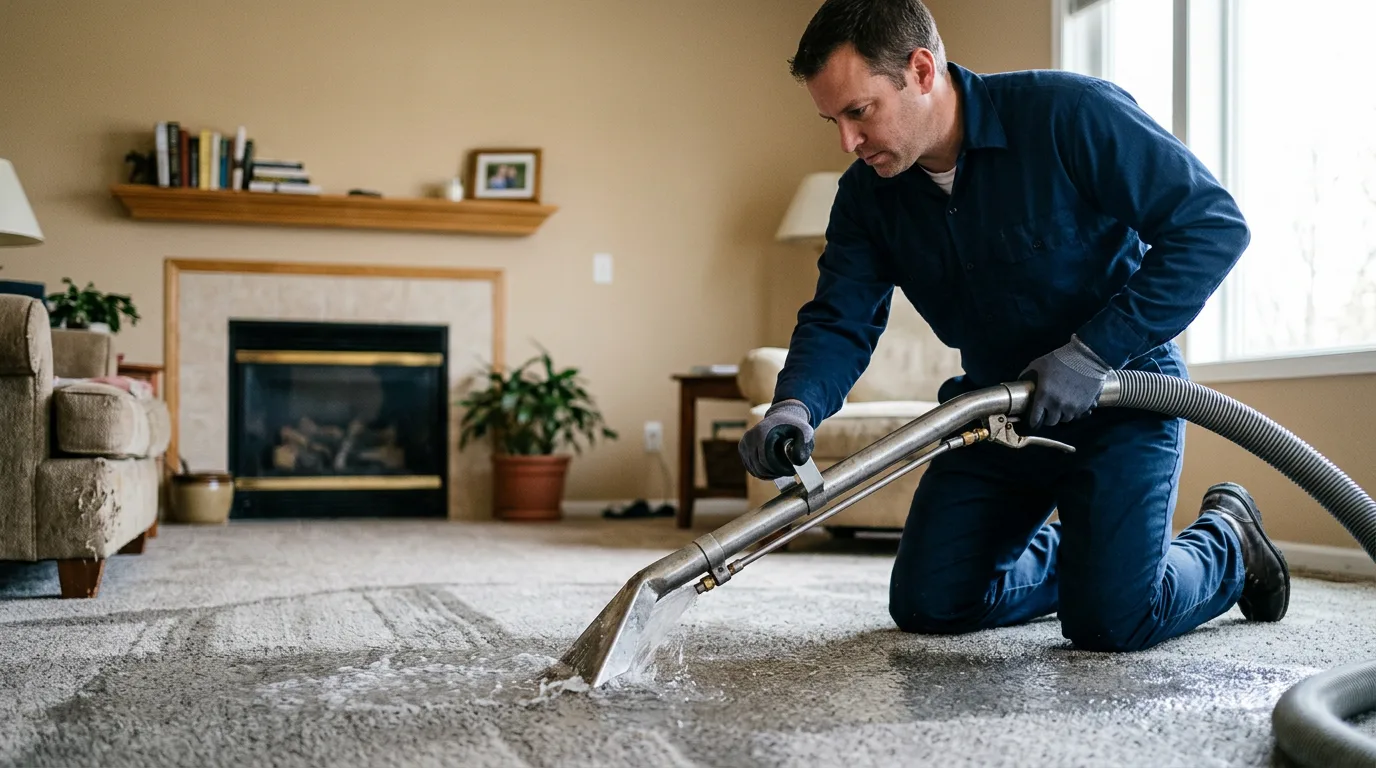 Water damage restoration technician working near Lexington, OK